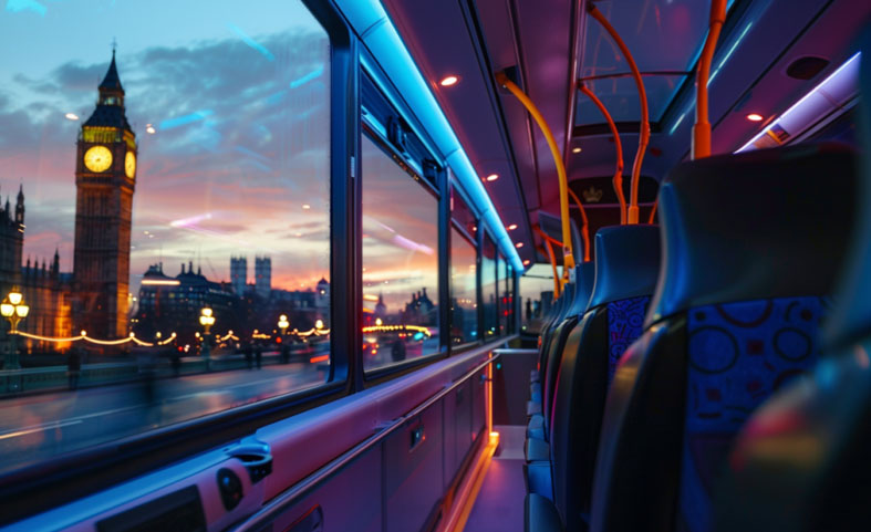 Scenic view of London from the comfort of your premium coach seat in United Kingdom, April 2024, Coach Charter.